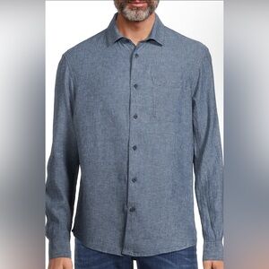 Men’s SAKS FIFTH AVENUE Linen Blend Long Sleeve Button Down Shirt medium